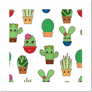 Kawaii Cactus Cuties - Adorable Cactus Posters and Art